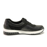 Черни дамски обувки с равна подметка, естествена кожа - спортни обувки за есента и зимата N 100014488