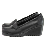 Черни дамски обувки с платформа, естествена кожа - ежедневни обувки за есента и зимата N 100014486