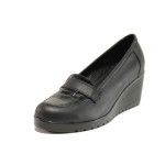 Черни дамски обувки с платформа, естествена кожа - ежедневни обувки за есента и зимата N 100014486