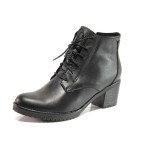 Черни анатомични дамски боти, естествена кожа - ежедневни обувки за есента и зимата N 100014493