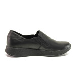Черни дамски обувки с равна подметка, естествена кожа - ежедневни обувки за есента и зимата N 100014487