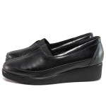 Черни дамски обувки с платформа, естествена кожа - всекидневни обувки за есента и зимата N 100014515