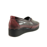 Винени дамски обувки с платформа, естествена кожа - всекидневни обувки за есента и зимата N 100014516