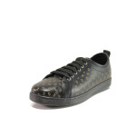Черни дамски обувки с равна подметка, естествена кожа - спортни обувки за есента и зимата N 100014540