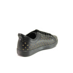 Черни дамски обувки с равна подметка, естествена кожа - спортни обувки за есента и зимата N 100014540