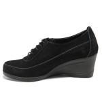 Черни дамски обувки с платформа, естествен набук - всекидневни обувки за есента и зимата N 100014563