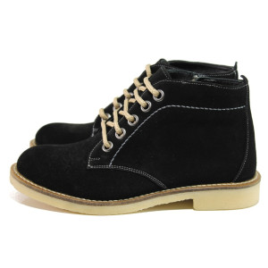 Черни дамски боти, естествен велур - ежедневни обувки за есента и зимата N 100014571