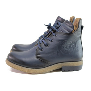 Тъмносини дамски боти, естествена кожа - ежедневни обувки за есента и зимата N 100014586