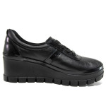 Черни дамски обувки с платформа, естествена кожа - всекидневни обувки за есента и зимата N 100014601