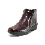 Винени дамски обувки с равна подметка, лачена естествена кожа - всекидневни обувки за есента и зимата N 100014603