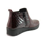 Винени дамски боти, естествена кожа - ежедневни обувки за есента и зимата N 100014669