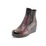 Винени дамски боти, естествена кожа - ежедневни обувки за есента и зимата N 100014676