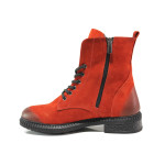 Червени анатомични дамски боти, естествен набук - ежедневни обувки за есента и зимата N 100014674