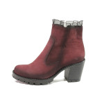 Винени дамски боти, естествен набук - ежедневни обувки за есента и зимата N 100014710