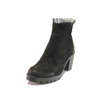 Черни дамски боти, естествен набук - ежедневни обувки за есента и зимата N 100014709