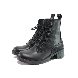Черни дамски боти, естествена кожа - ежедневни обувки за есента и зимата N 100014708