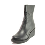 Черни дамски боти, естествена кожа - ежедневни обувки за есента и зимата N 100014738
