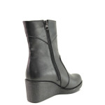 Черни дамски боти, естествена кожа - ежедневни обувки за есента и зимата N 100014738