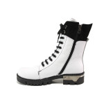 Бели дамски боти, естествена кожа - ежедневни обувки за есента и зимата N 100014791