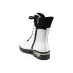 Бели дамски боти, естествена кожа - ежедневни обувки за есента и зимата N 100014791