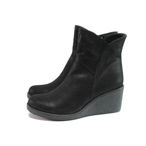 Черни дамски боти, естествена кожа - ежедневни обувки за есента и зимата N 100014792