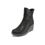 Черни дамски боти, естествена кожа - ежедневни обувки за есента и зимата N 100014792