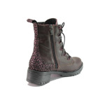 Винени дамски боти, естествена кожа - всекидневни обувки за есента и зимата N 100014835