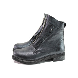 Сиви дамски боти, естествена кожа - всекидневни обувки за есента и зимата N 100014836