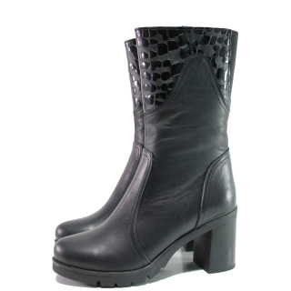 Черни дамски боти, естествена кожа - ежедневни обувки сезон N 100014860