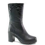 Черни дамски боти, естествена кожа - ежедневни обувки сезон N 100014860