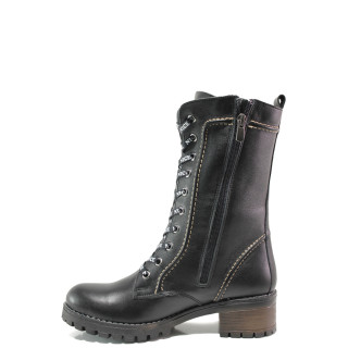 Черни дамски ботуши, естествена кожа - всекидневни обувки за есента и зимата N 10007539