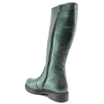 Зелени дамски ботуши, естествена кожа - ежедневни обувки за есента и зимата N 100014886