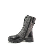 Черни дамски боти, естествена кожа - ежедневни обувки за есента и зимата N 100014921