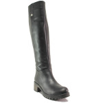 Черни дамски ботуши, естествена кожа - ежедневни обувки за есента и зимата N 100014932