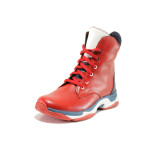 Червени дамски боти, естествена кожа - спортни обувки за есента и зимата N 100014952