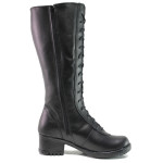 Черни дамски ботуши, естествена кожа - всекидневни обувки за есента и зимата N 100011893