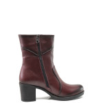 Винени дамски боти, естествена кожа - ежедневни обувки за есента и зимата N 100014982
