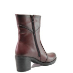Винени дамски боти, естествена кожа - ежедневни обувки за есента и зимата N 100014982