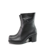 Черни дамски боти, естествена кожа - ежедневни обувки за есента и зимата N 100014981