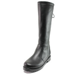 Черни дамски ботуши, естествена кожа - ежедневни обувки за есента и зимата N 100014988