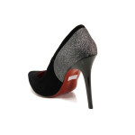 Черни дамски обувки с висок ток, качествен еко-велур - елегантни обувки за целогодишно ползване N 100015079