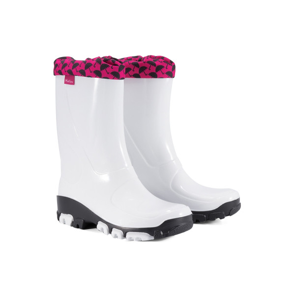 Бели гумени детски ботушки, pvc материя - ежедневни обувки за пролетта и есента N 100014815