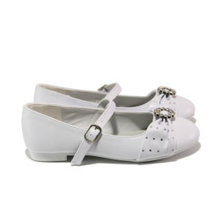 Бели детски обувки, здрава еко-кожа - официални обувки за пролетта и лятото N 100013910