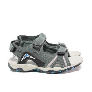 Анатомични сиви детски сандали, качествен еко-велур - ежедневни обувки за пролетта и лятото N 100014172