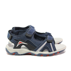 Анатомични тъмносини детски сандали, качествен еко-велур - ежедневни обувки за пролетта и лятото N 100014171