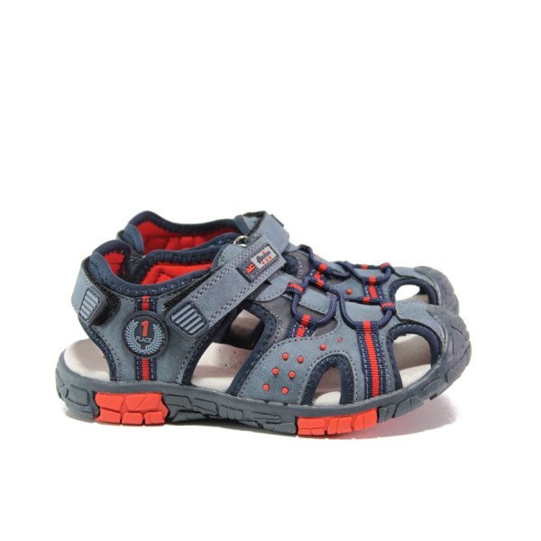Анатомични тъмносини детски сандали, здрава еко-кожа - ежедневни обувки за пролетта и лятото N 100014170