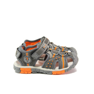 Анатомични сиви детски сандали, здрава еко-кожа - ежедневни обувки за пролетта и лятото N 100014169