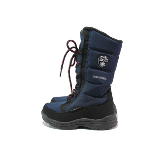 Тъмносини детски ботушки, текстилна материя - ежедневни обувки за есента и зимата N 100014867