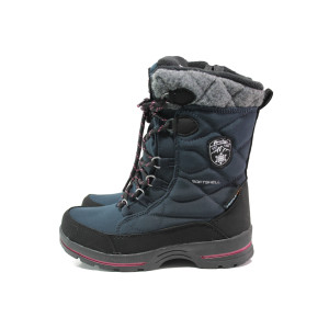 Тъмносини детски ботушки, текстилна материя - ежедневни обувки за есента и зимата N 100014869