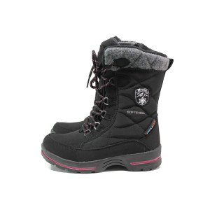 Черни детски ботушки, текстилна материя - ежедневни обувки за есента и зимата N 100014868